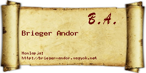 Brieger Andor névjegykártya